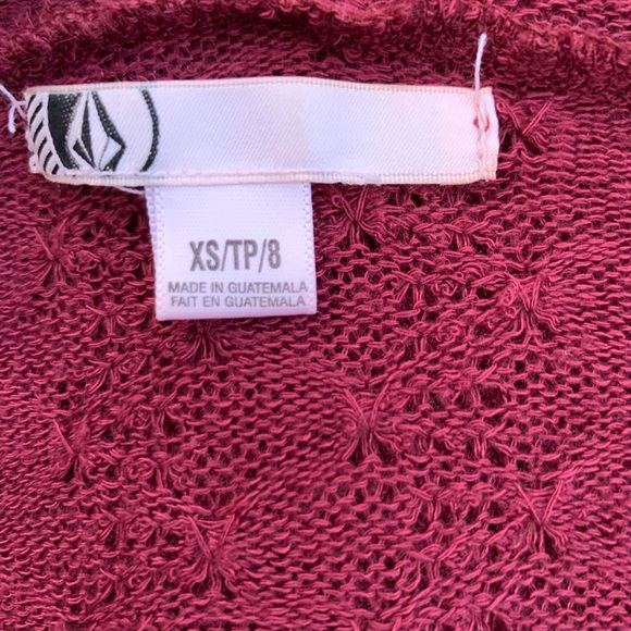 Volcom Open Front Cardigan Size XS Dark Red - Picture 6 of 7